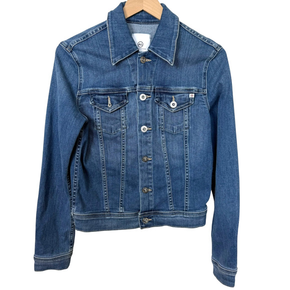 AG Adriano Goldschmied Robyn Fitted Stretch Denim Jacket Button Down Blue Small - Picture 3 of 11